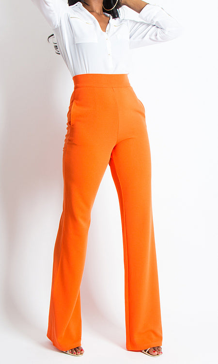 Paris Wide Leg Pants - Orange