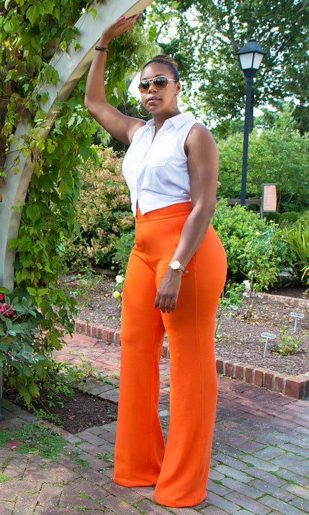 Paris Wide Leg Pants - Orange
