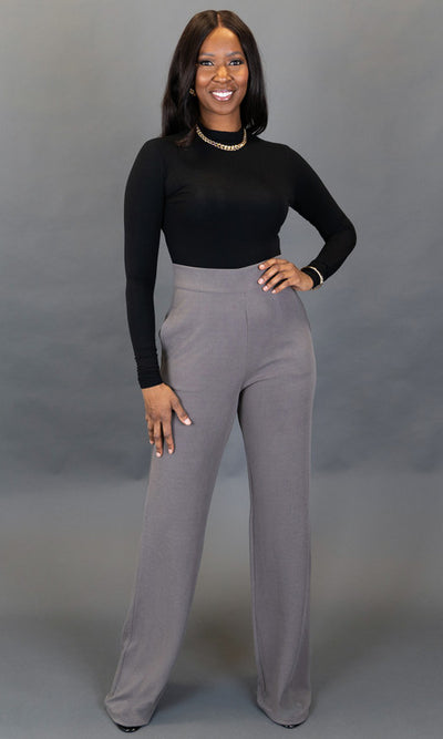 Paris Wide Leg Pants - Gray