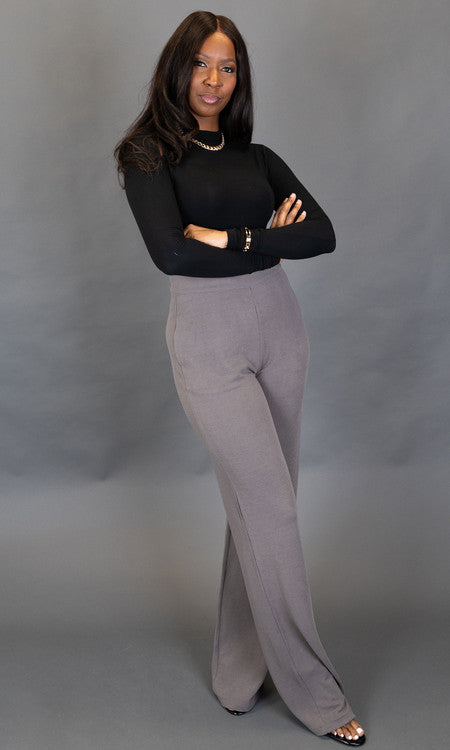 Tall Women's Gray Wide Leg Pants |Tall Women Clothing | Prissy