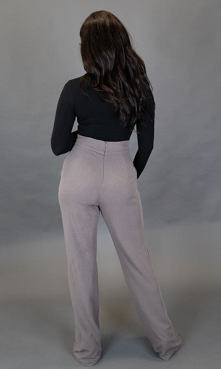 Paris Wide Leg Pants - Gray