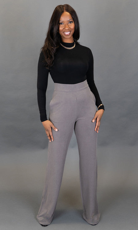 Tall Women's Gray Wide Leg Pants |Tall Women Clothing | Prissy