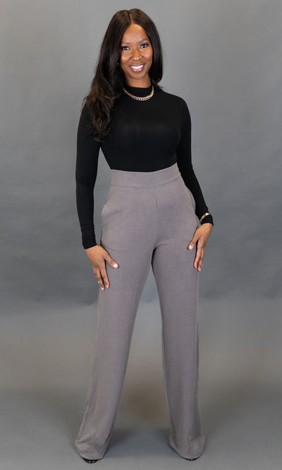 Paris Wide Leg Pants - Gray