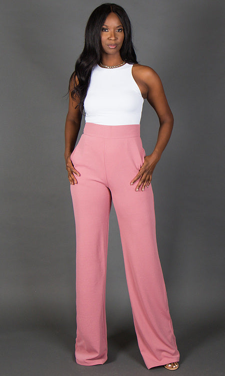 Paris Wide Leg Pants - Mauve