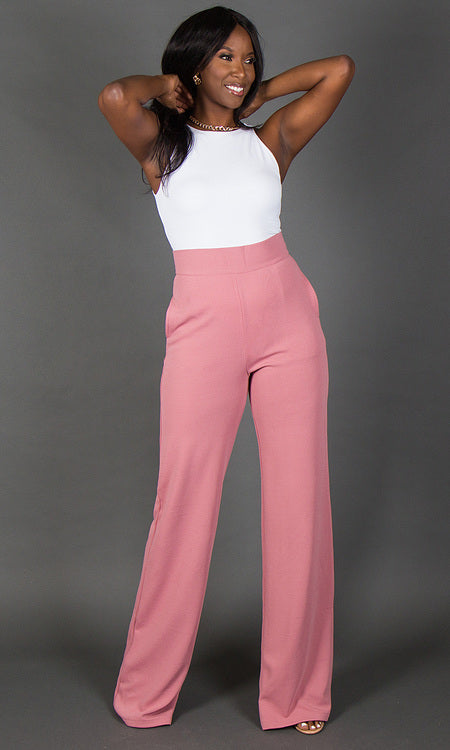 Paris Wide Leg Pants - Mauve