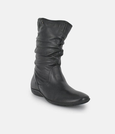 Cinderella Shoes Versatile Black Midi Boots