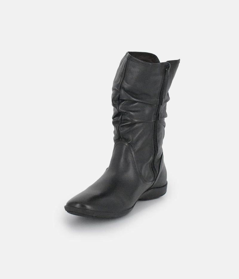 Cinderella Shoes Versatile Black Midi Boots