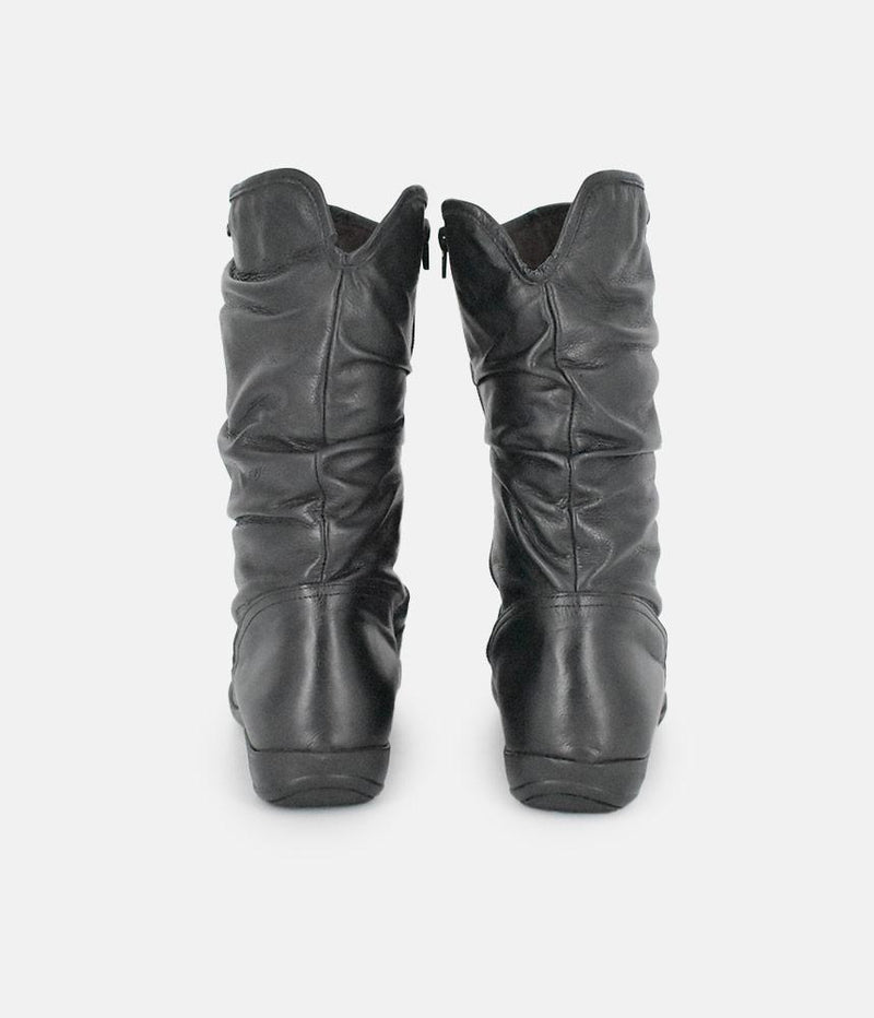 Cinderella Shoes Versatile Black Midi Boots