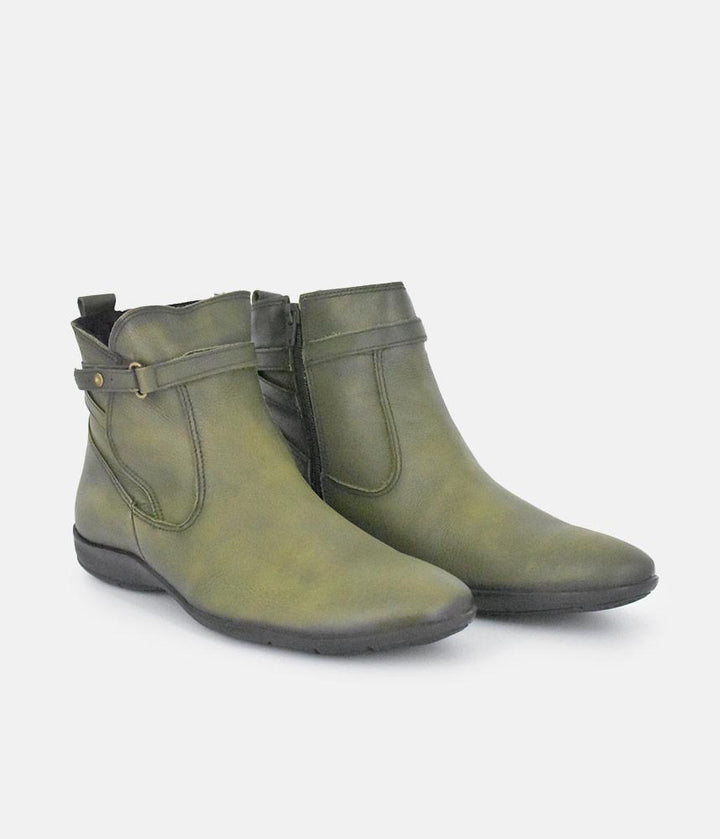Green leather ankle boots uk best sale