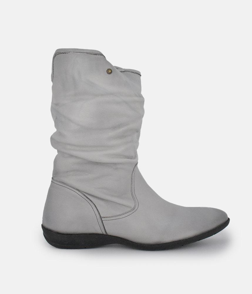 Cinderella Shoes Versatile Grey Midi Boots