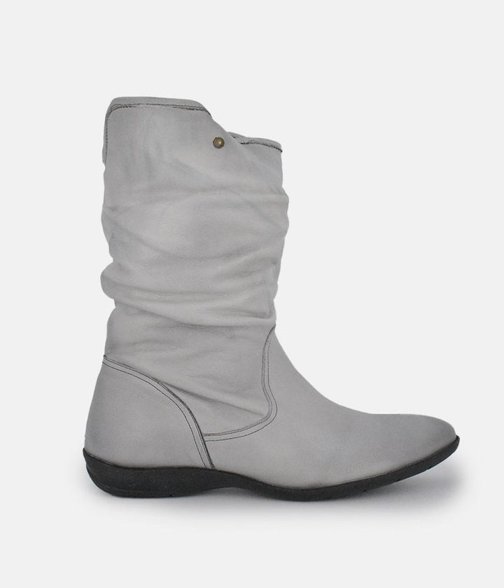 Cinderella Shoes Versatile Grey Midi Boots