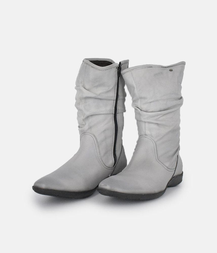 Cinderella Shoes Versatile Grey Midi Boots
