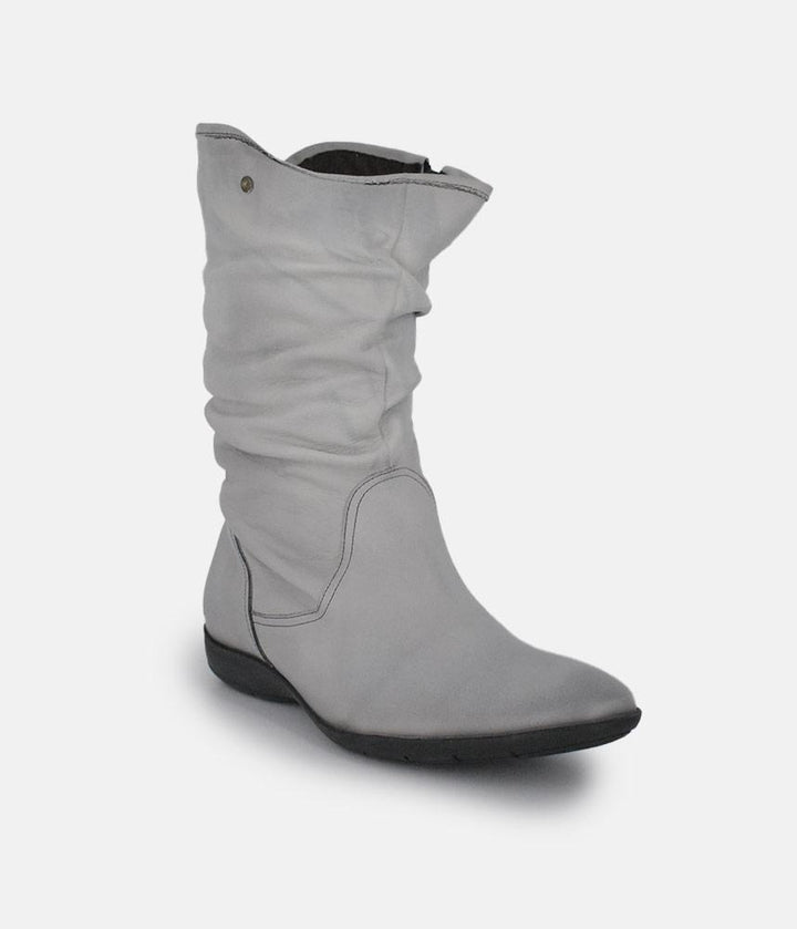 Cinderella Shoes Versatile Grey Midi Boots
