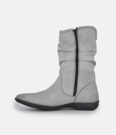 Cinderella Shoes Versatile Grey Midi Boots
