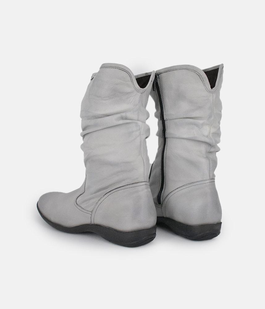 Cinderella Shoes Versatile Grey Midi Boots