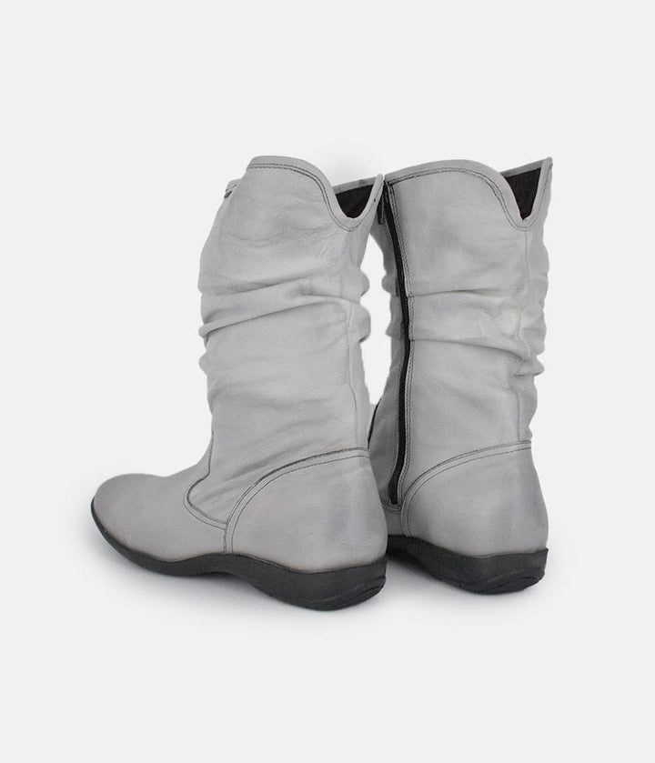 Cinderella Shoes Versatile Grey Midi Boots
