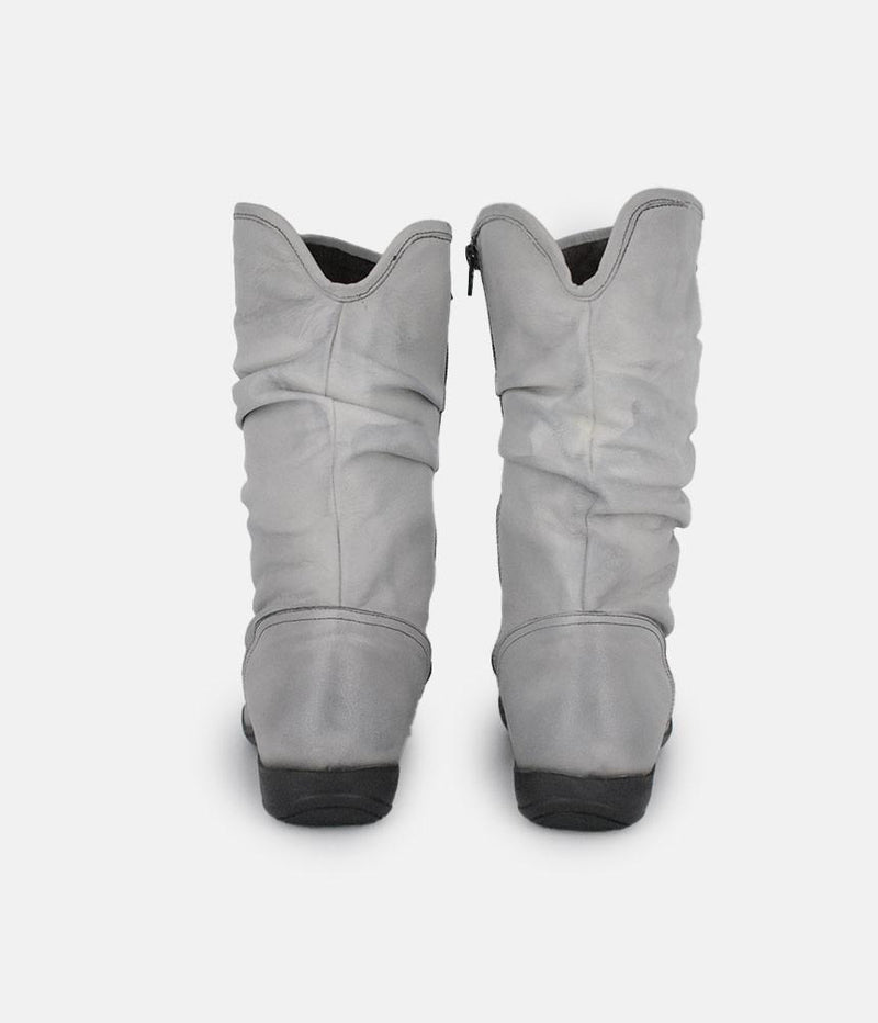 Cinderella Shoes Versatile Grey Midi Boots