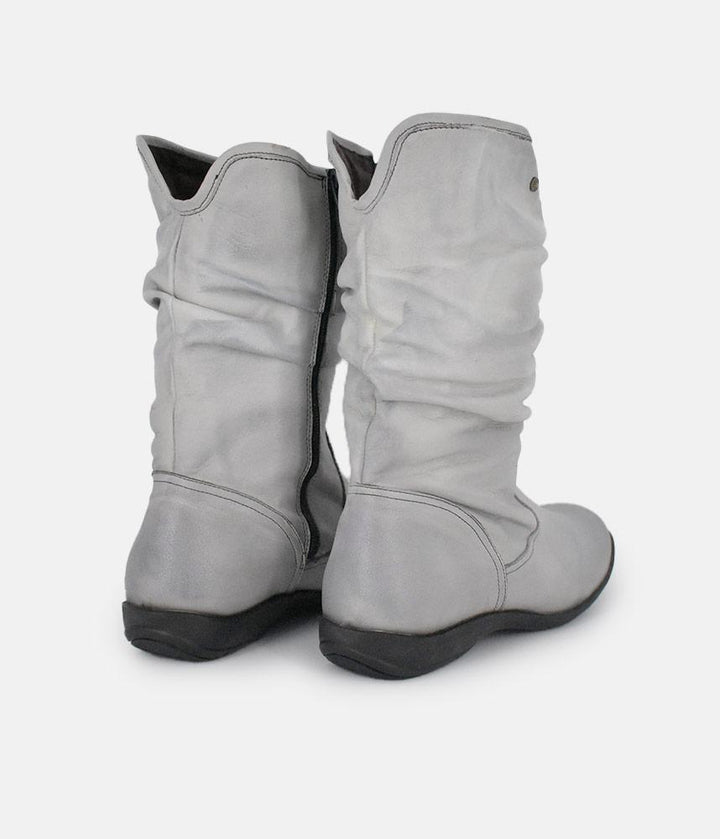 Cinderella Shoes Versatile Grey Midi Boots