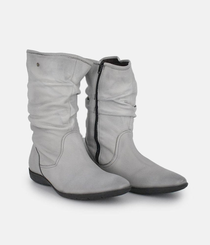 Cinderella Shoes Versatile Grey Midi Boots