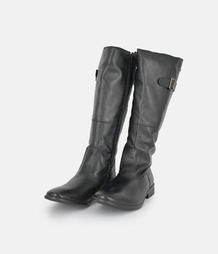 Cinderella Shoes Fashionable Long Black Leather Boots