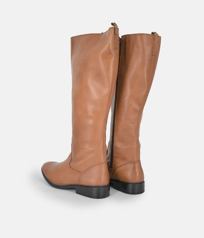 Cinderella Shoes Versatile Long Brown Leather Boots