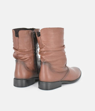 Cinderella Shoes Versatile Brown Midi Boots