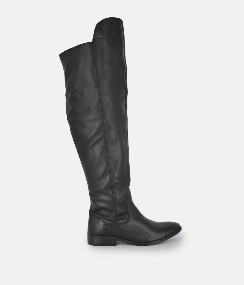 Cinderella Shoes Black Leather Thigh High Boots – Tall Size