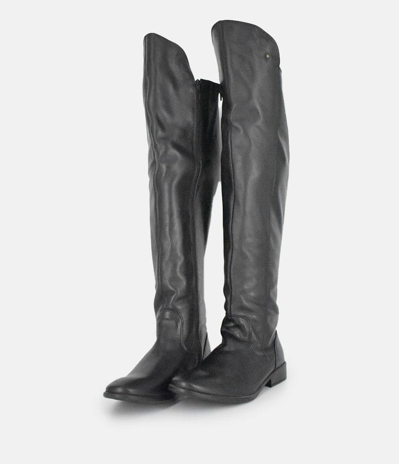 Cinderella Shoes Black Leather Thigh High Boots