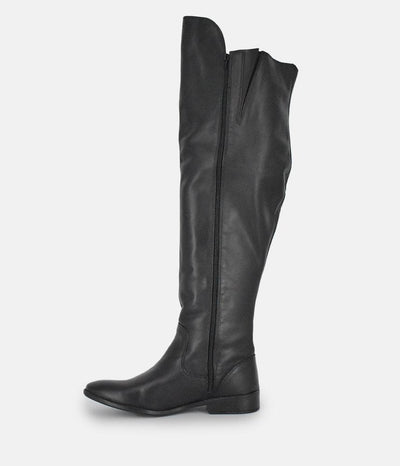 Cinderella Shoes Black Leather Thigh High Boots