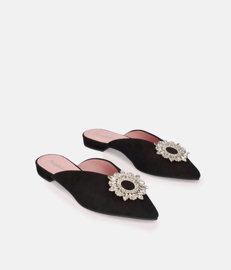 Pretty Ballerinas Plush Black Velvet Mule