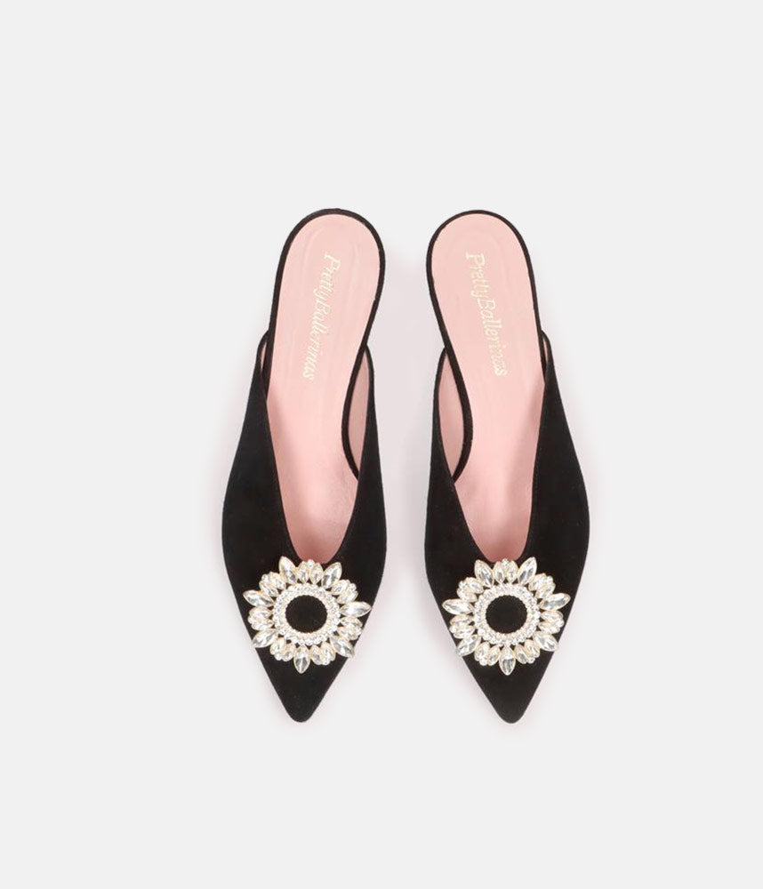 Pretty Ballerinas Plush Black Velvet Mule – Tall Size