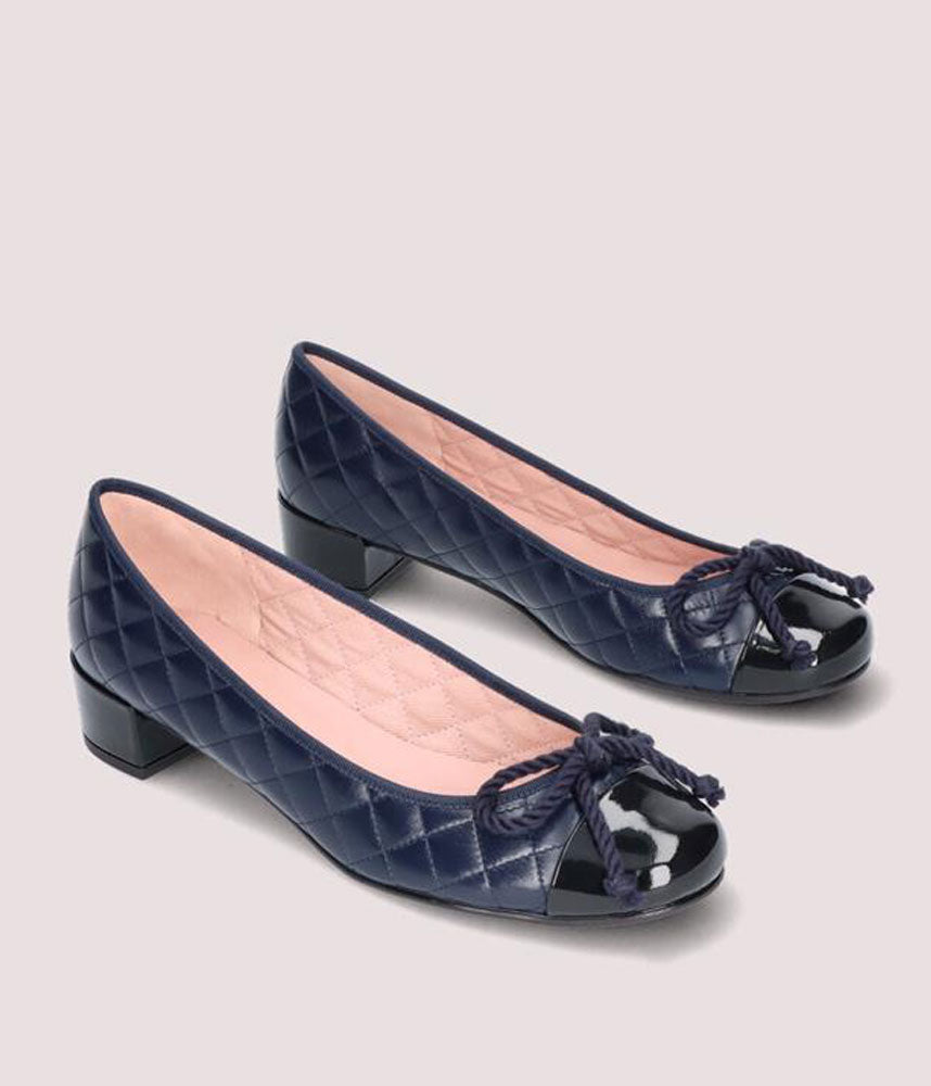 Pretty Ballerinas Chic Quilted Navy Mid Heels – Tall Size