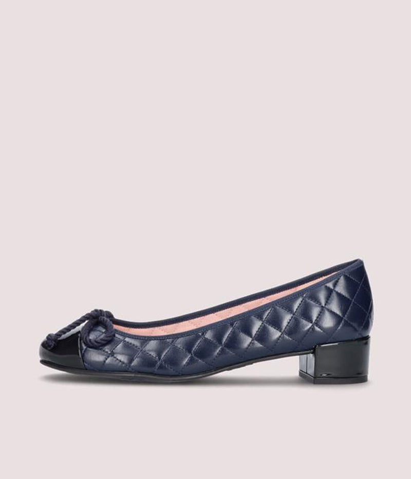 Pretty Ballerinas Chic Quilted Navy Mid Heels