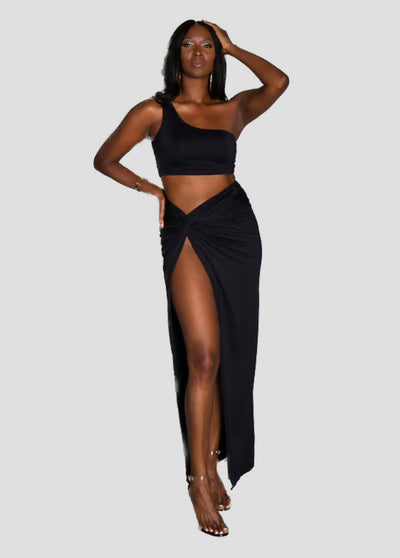 Lanai Split Skirt Set - Black