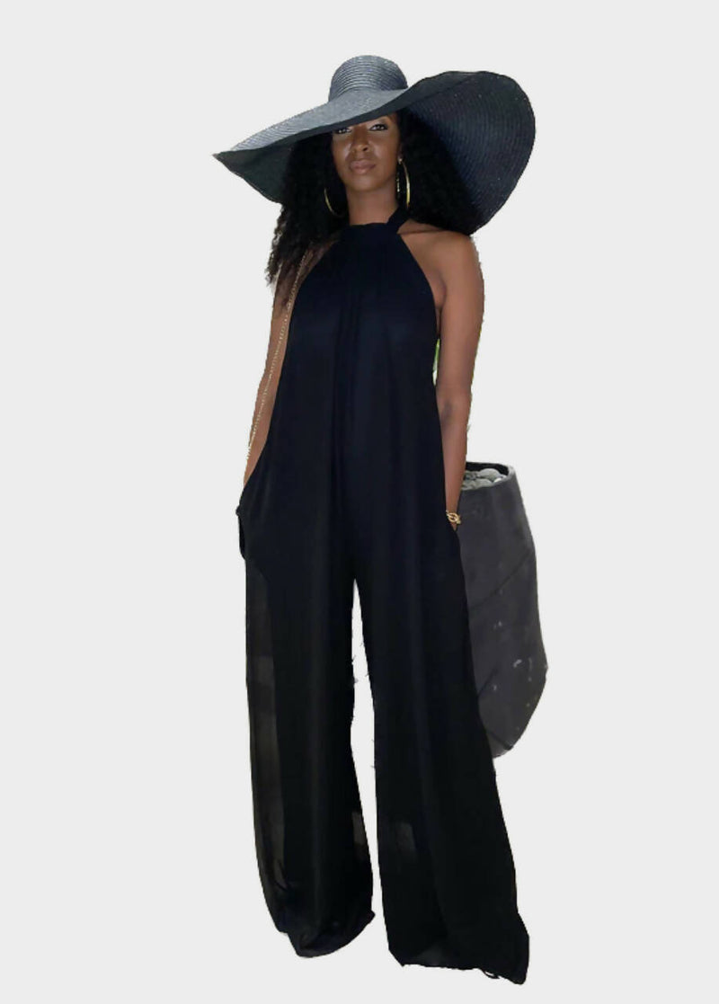 Vacation Vibes Oversized Beach Hat - Black
