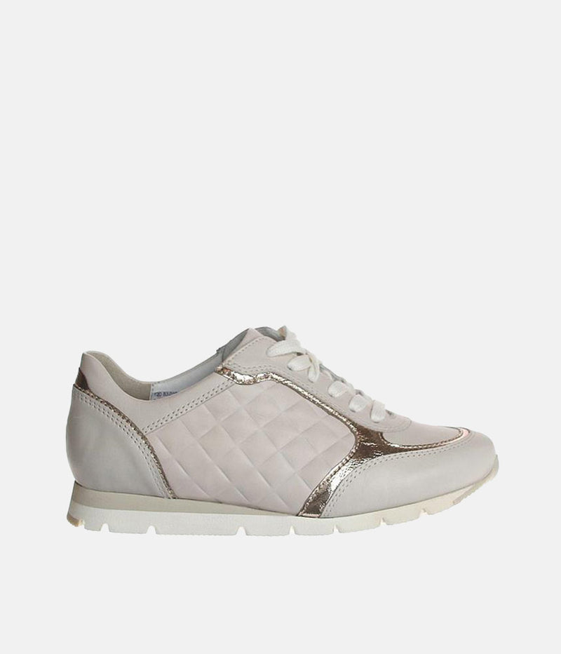 Semler Premium Cream and Gold Quilted Trainers