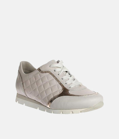Semler Premium Cream and Gold Quilted Trainers
