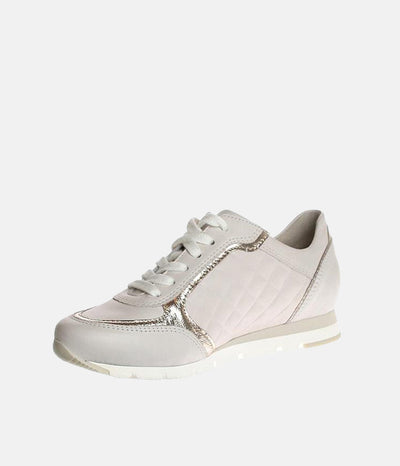 Semler Premium Cream and Gold Quilted Trainers