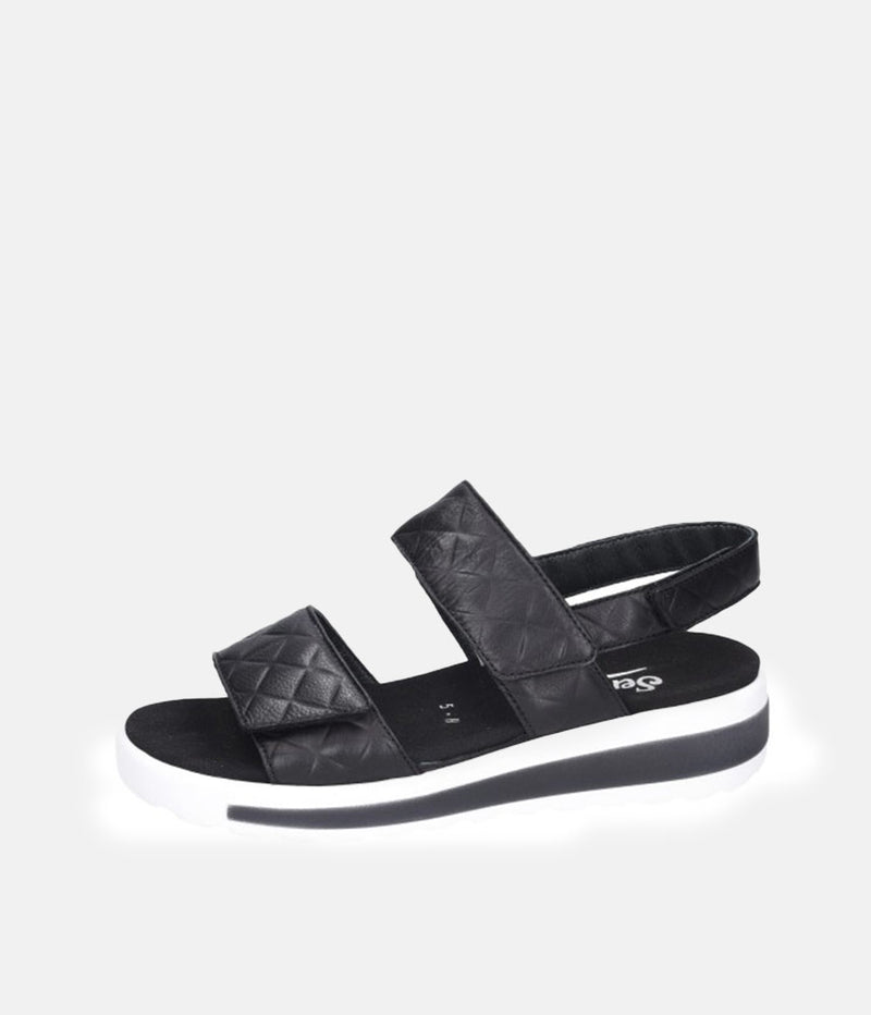 Semler Fashionable Quilted Black Wedge Sandals
