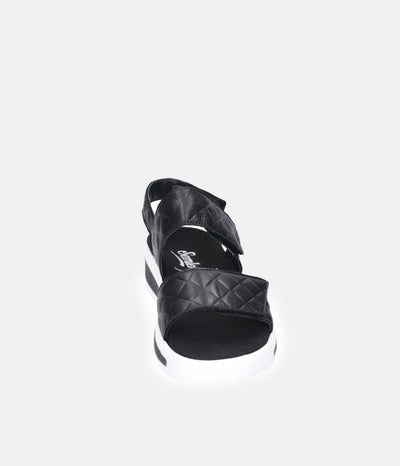 Semler Fashionable Quilted Black Wedge Sandals