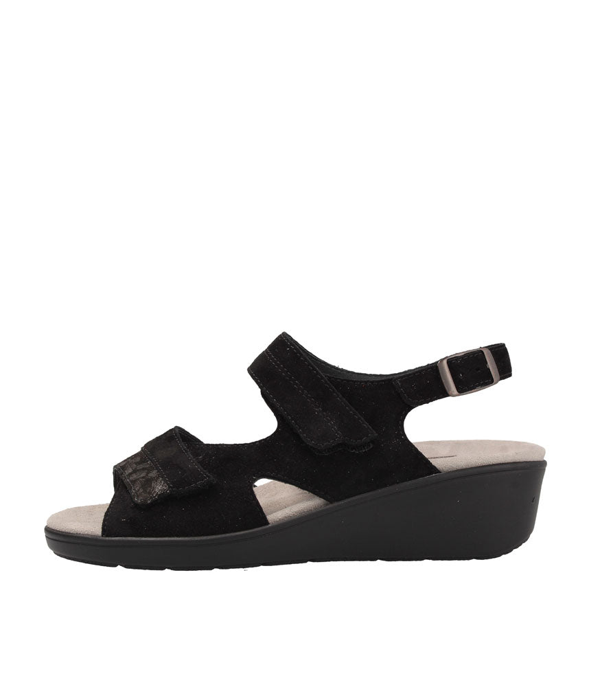 Semler Stylish Black Suede Wedge Sandals
