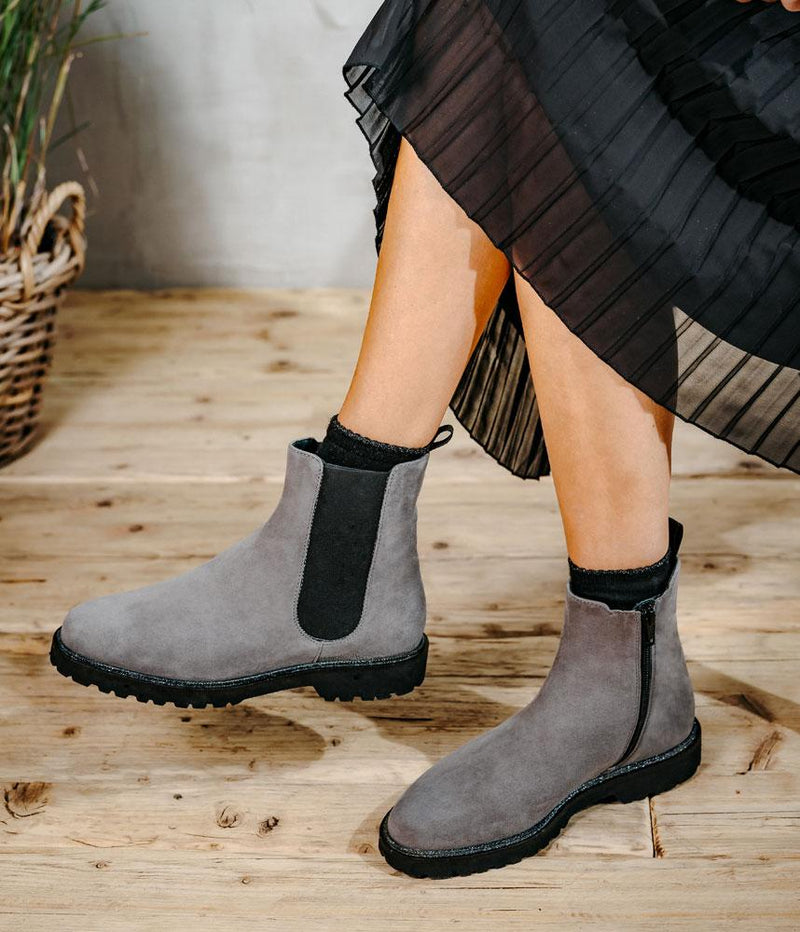 Sioux Premium Light Grey Suede Ankle Boots