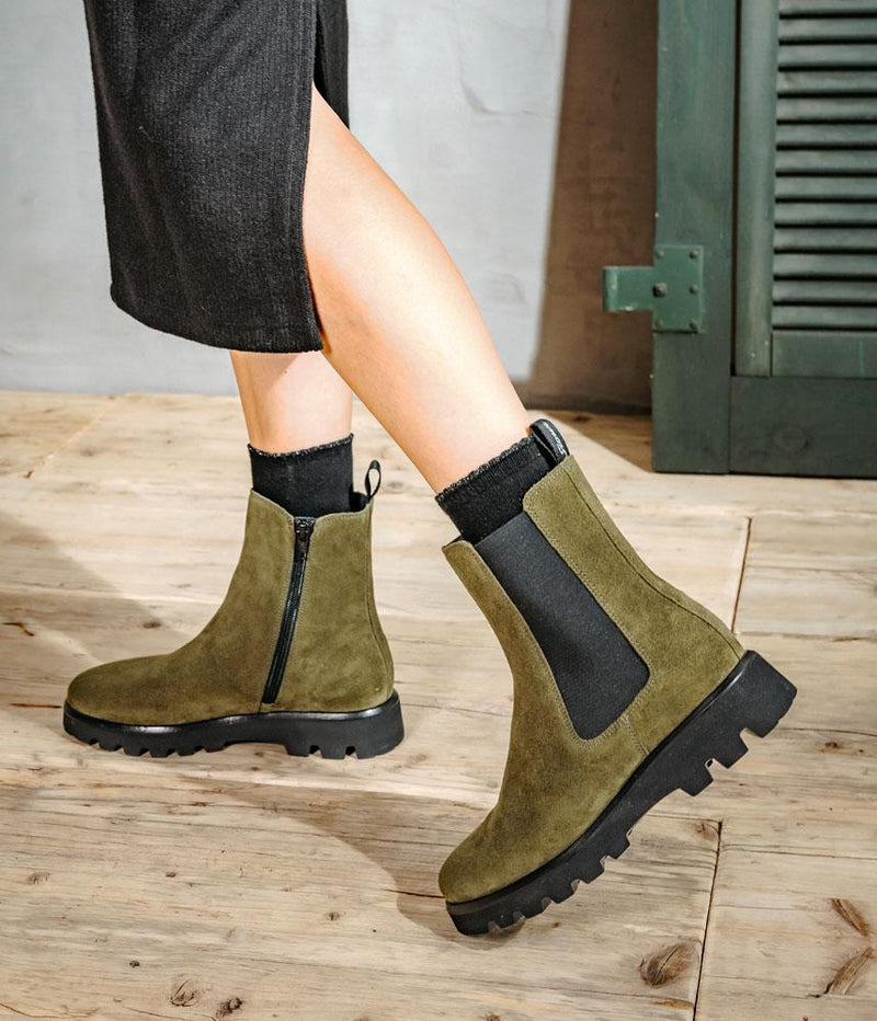 Sioux Premium Green Suede Ankle Boots