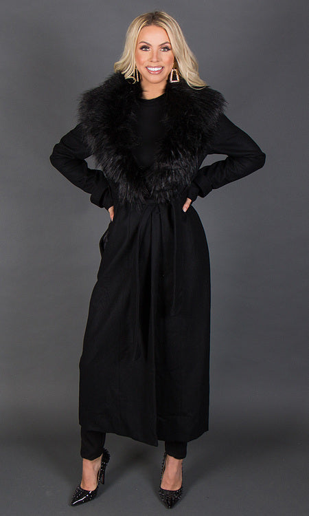 So Fancy Belted Coat - Black