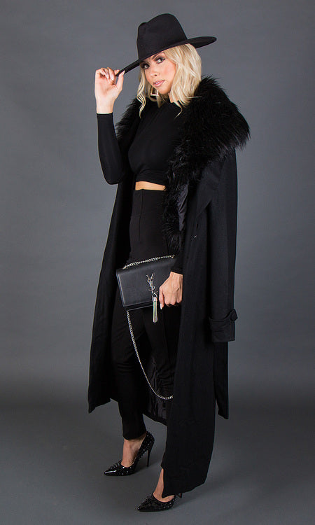 So Fancy Belted Coat - Black