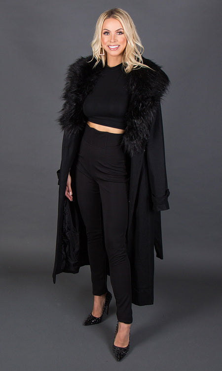 So Fancy Belted Coat - Black