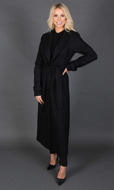 So Fancy Belted Coat - Black