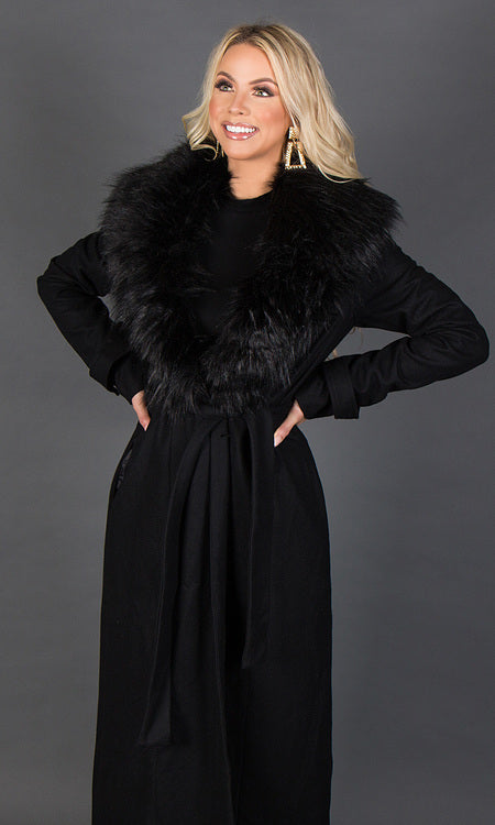 So Fancy Belted Coat - Black