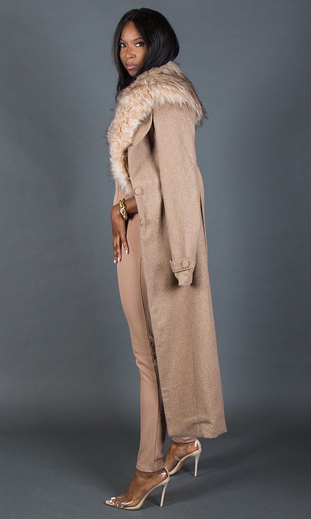 So Fancy Belted Coat - Oatmeal