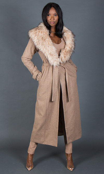 So Fancy Belted Coat - Oatmeal